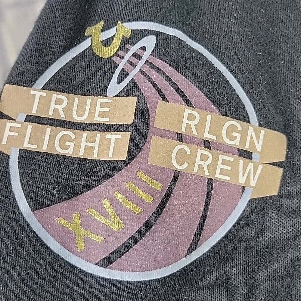 TRUE RELIGION Black‎ Flight Mission Nasa T Shirt Large